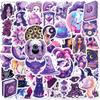 Witch Stickers 50Pcs Midnight Purple Goth Vinyl Sticker for Halloween, Waterproof Toy Decal Stickers for Water Bottles, Phone
