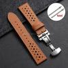 Винтажный ремешок для часов из натуральной кожи ручной работы 18 мм 20 мм 22 мм для Seiko Дышащий пористый ремешок для часов из коровьей кожи Браслет с пряжкой-бабочкой