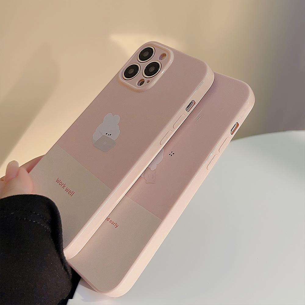 Простой мультяшный чехол для мобильного телефона 14pro Max 12 Apple IPhone 15 Медово-розовый 11 Милый Подходит для 16pro Мягкий