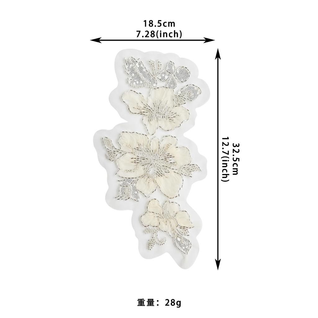 Exquisite Mesh Bead Lace Three-Dimensional Flower Evening Dress Performance Dress Decoration Front Collar Cloth Sticker Accessories