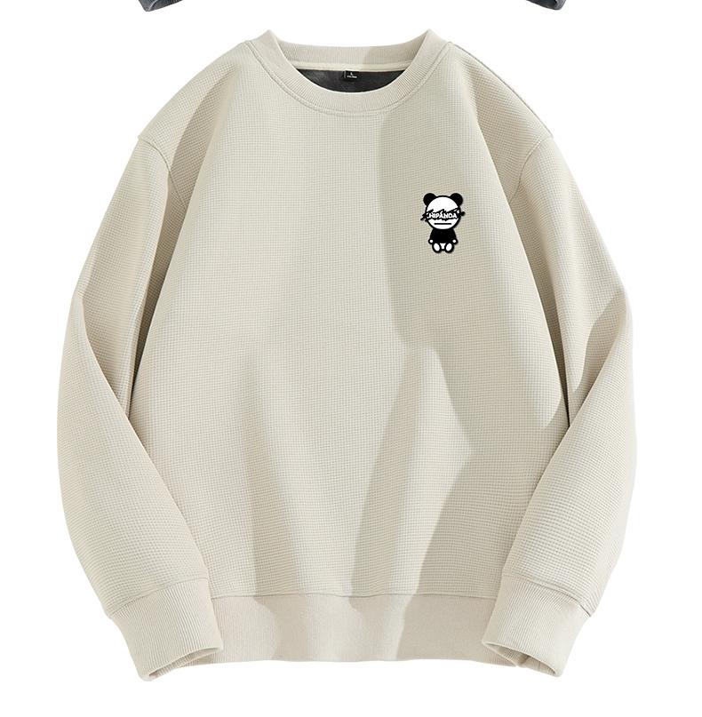 Thick Waffle and Velvet Round Neck Hoodie