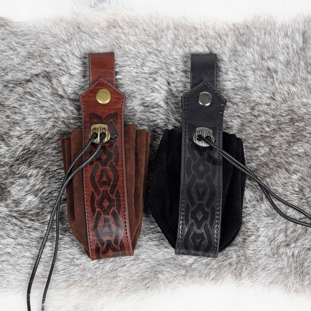 Medieval PU Leather Pouch Vintage Drawstring Bag Waist Pack Portable Halloween Coin Purse Dices Bag Easy To Use