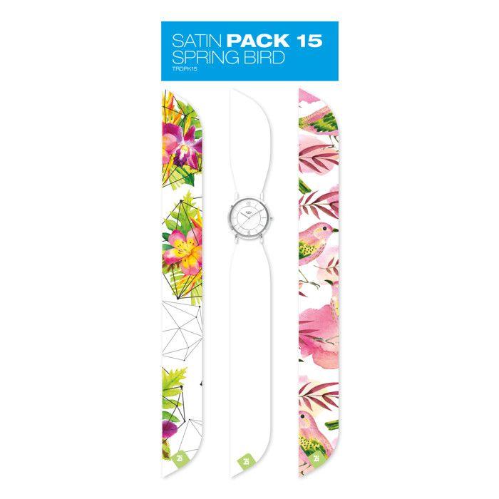 Montre Trend avec Bracelet foulard satin Spring bird