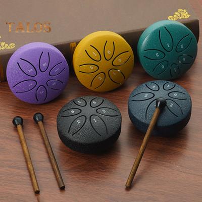 Стальной язычковый барабан для детей 3 дюйма 6 нот мини-барабаны для уличного использования с молотками и нотной тетрадью для сада, кемпинга, медитации, йоги