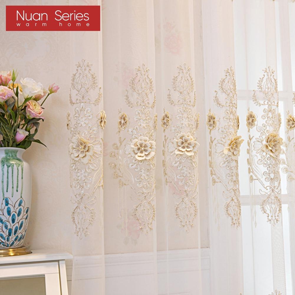 1 шт. Серия Nuan Французская роскошная кружевная вышитая полупрозрачная тюлевая штора высотой 260 см для украшения окна гостиной, спальни, домашнего декора