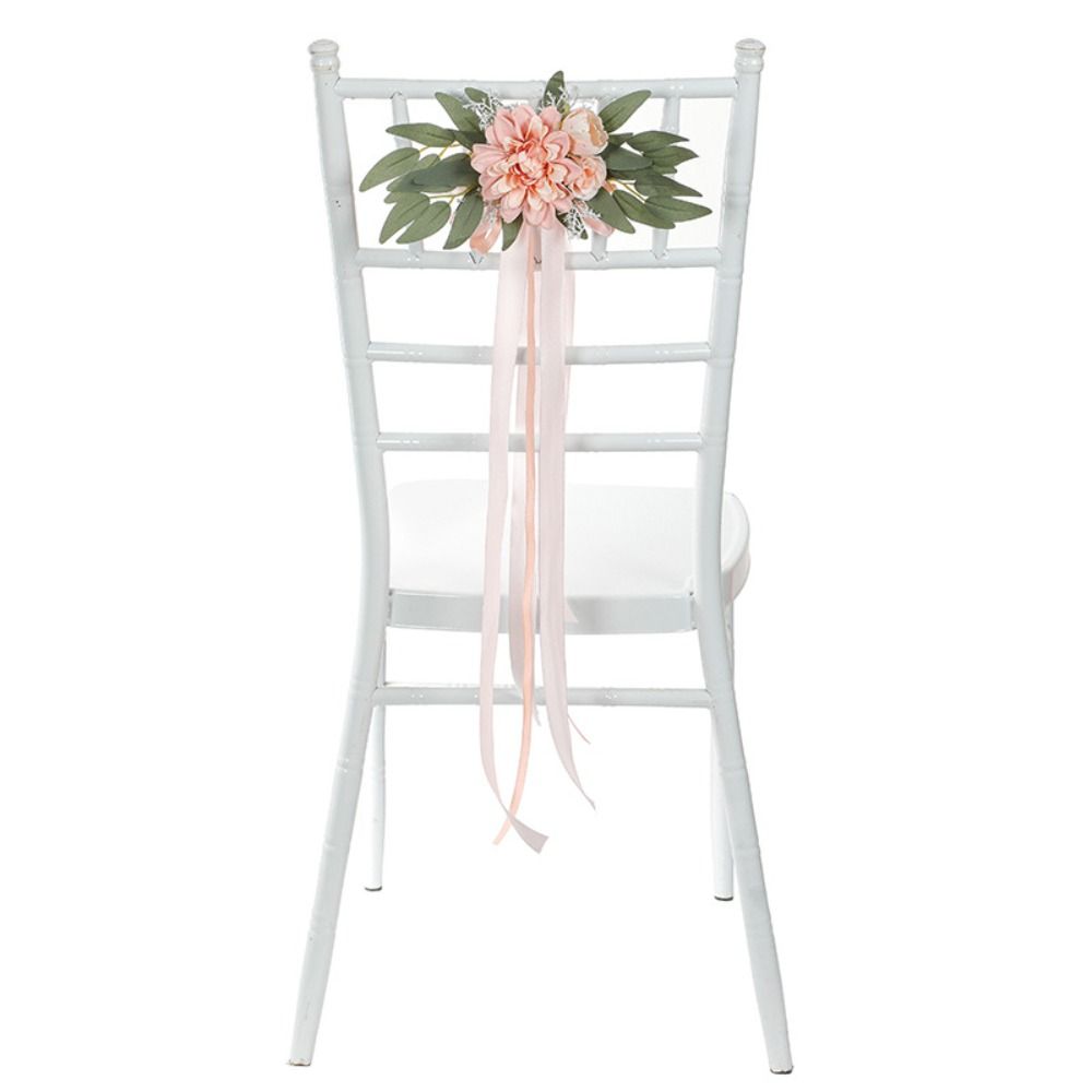 Nordic Style Wedding Pew Flowers Eucalyptus Leaves Artificial Flowers Chair Back Flower  Outdoor