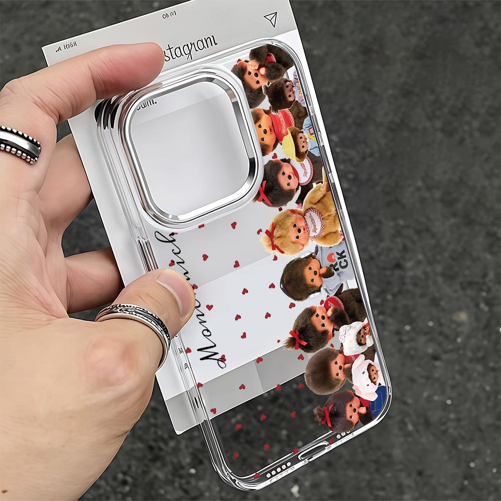 Милый чехол для телефона Ins с Мончичи для iPhone 17e 17 16 15 14 13 12 11 mini Pro Max X XR XSMAX Air Plus Прозрачный Мягкий Чехол