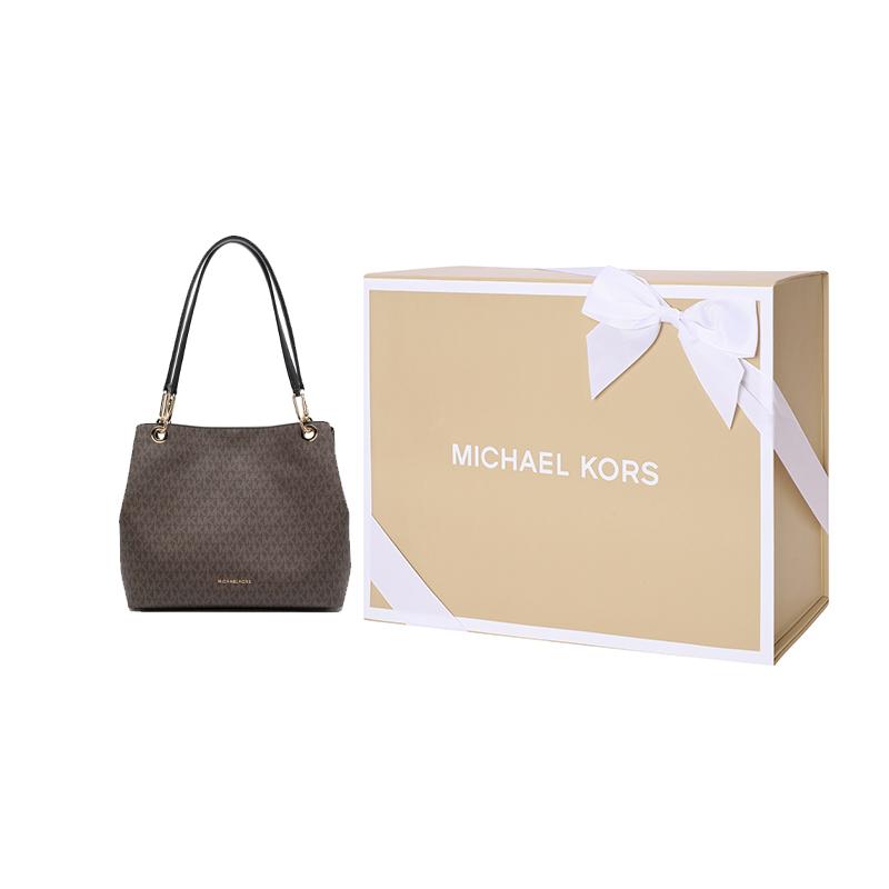 Michael Kors MK Logo Leather Tote Shoulder Bag Women bags Gray Brown 30F3G8KT7B-292