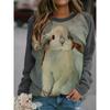 Fashion 3D Animal Print Women's Casual Round Neck Long Sleeved T-shirt
