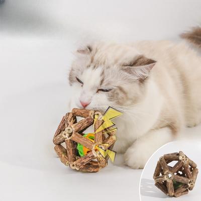 Кошачьи деревянные мячики с мятой Tianliao, Игрушки для кошек, Кошачье плетение, Кошачья мята, Мячики с колокольчиком для питомцев, Товары для питомцев