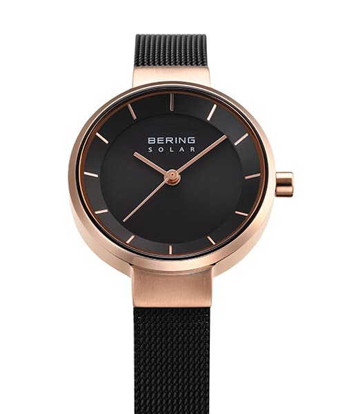 BERING Solar Sapphire Rose Mesh Strap [Officially Imported] Watch, Unisex, Shatter-Resistant, Scratch-Resistant Crystal, Long-Term Warranty,