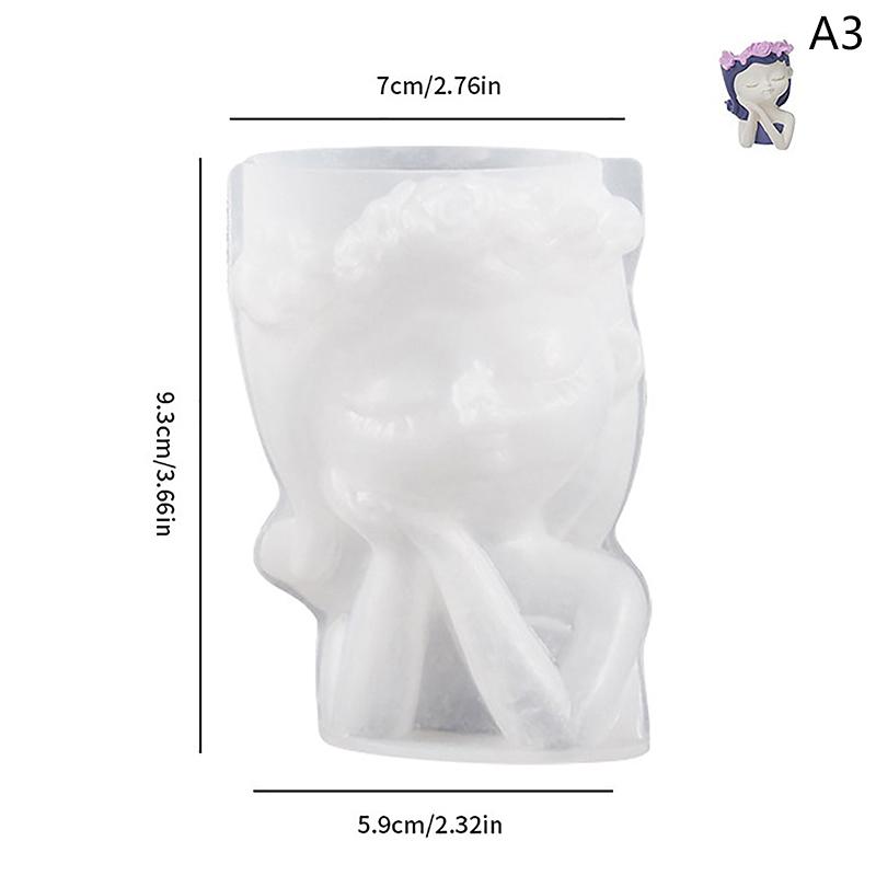 Cute Girl Flower Pot Silicone Mold Concrete Resin Plaster Candle  Epoxy Mold Diy Handmade Crafts Decoration Vase Tool