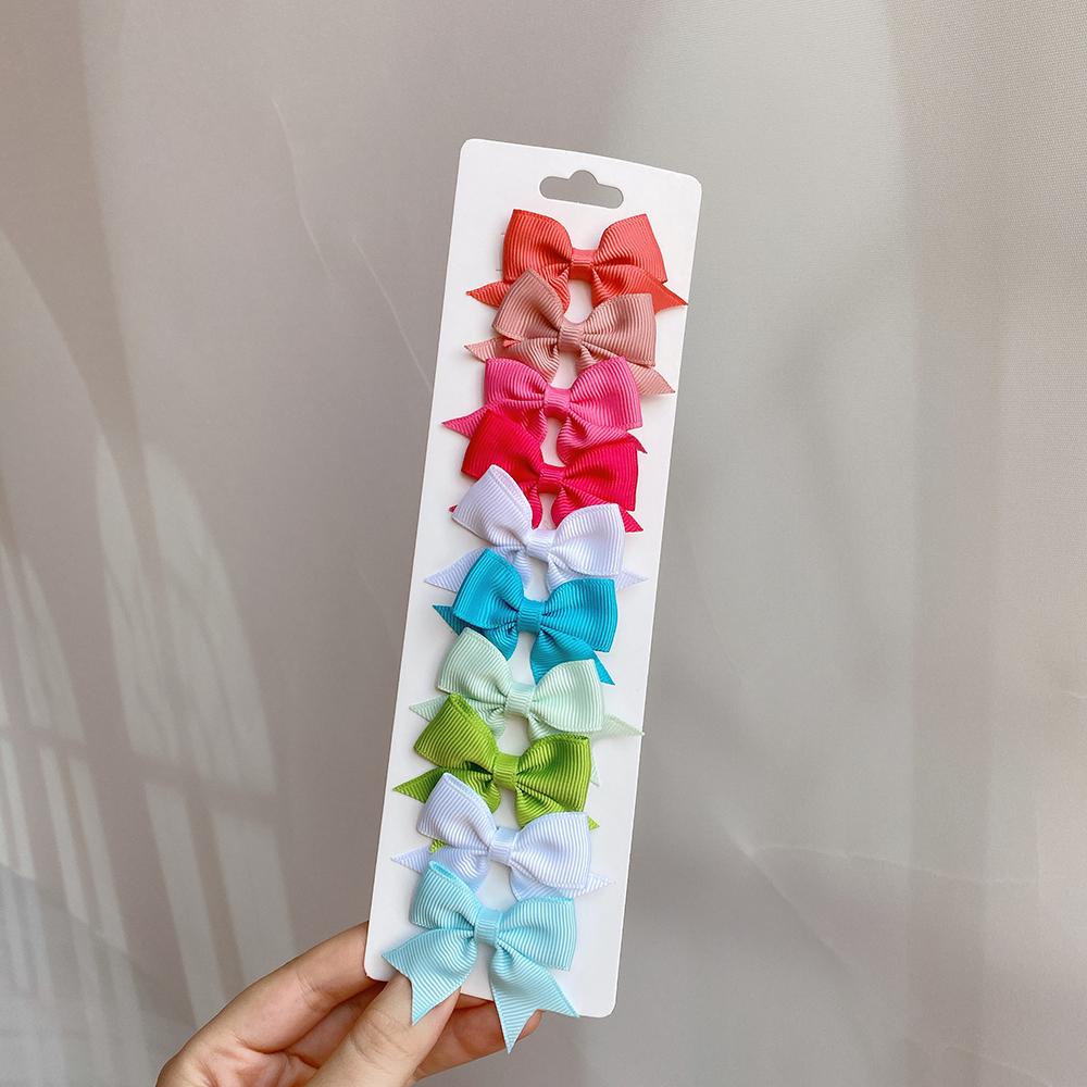 10 шт./набор однотонные детские банты заколки для волос для маленьких девочек ручной работы ленточные банты заколка-невидимка мини-заколки аксессуары для волос