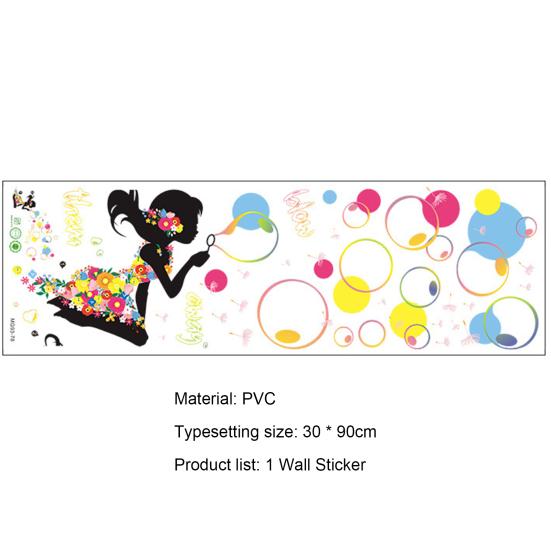 Wall Sticker Self-adhesive Easy to Apply PVC Fairy Girl Flower DIY Wall Decorative Sticker for Living Room