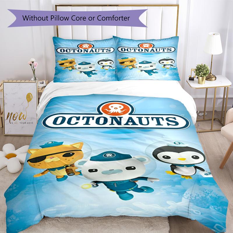 3pcs Octonauts Bedding Set Duvet Cover Closure Includes 1 Duvet Cover & 2 Pillowcases, Soft and Comfortable for All Seasons.