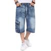 Летние мужские синие джинсовые шорты в уличном стиле, свободные, большого размера, прямые джинсовые шорты
