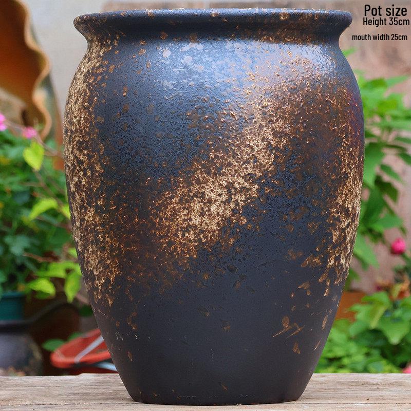 Vintage Ceramic Pot for Indoor/Outdoor Use – Large, Breathable Coarse Pottery for Green Plants, Tall Wide Mouth Design for Bougainvillea & Succulents