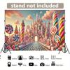 2D flat banner Whimsical candy castle rainbow lollipop and sweet marshmallow designs ideal home and office decoration