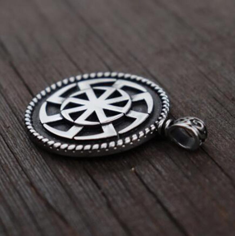 Винтажное скандинавское славянское коловрат с символом Солнца, металлическое ожерелье с подвеской, потрясающий орнамент