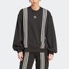 adidas Originals SS23 Толстовка Adicolor 70-х годов в стиле ретро с тремя полосками и свободным кроем, женские топы черного цвета IK7869