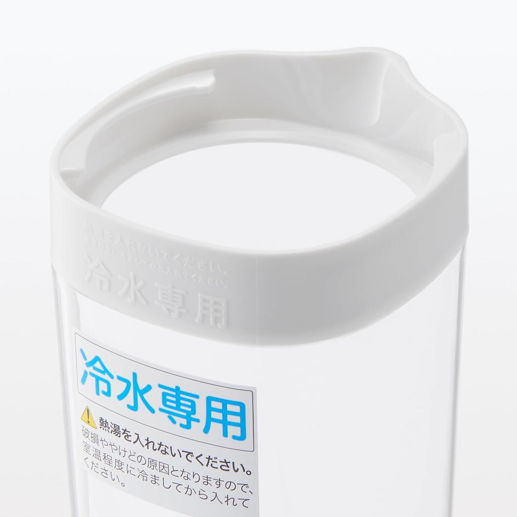 MUJI Water Bottle with MDC48A2A Horizontally-Standing Strainer, White, Approx. 1L,