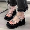 Fashion New Summer Thick Sole Height Increasing Design Exposed Toe Slippers Sexy Wedge Heel Slippers Fashionable Sandals