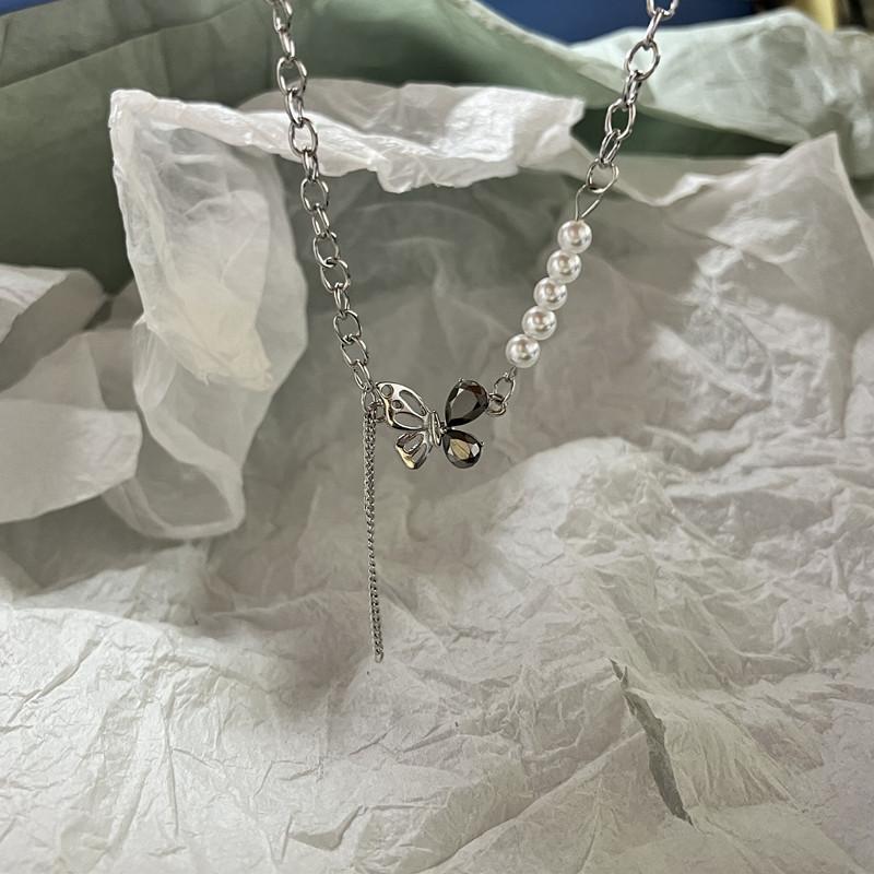 Кулон с хрусталем и опалом, ожерелье из жидкого металла для женщин, цепочка на ключицы, геометрическое нерегулярное винтажное колье Y2K, ювелирные аксессуары