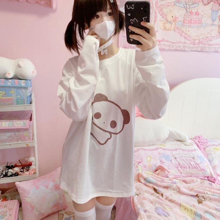 Рубашки для женщин, японские футболки в консервативном стиле, модные белые футболки с круглым вырезом и длинным рукавом, футболка с героями мультфильмов, повседневные корейские топы Y2k