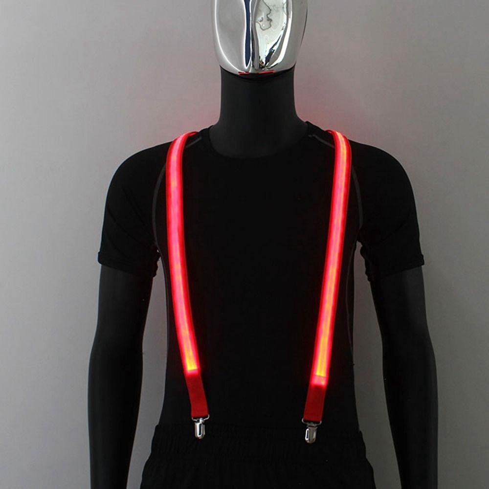 Music Festival Costume For Women Strap Clip For Men Luminous Bow Tie LED Suspenders Clips Hanging Pants Clip Tie Suspenders Set