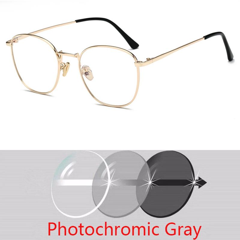 Retro Round Metal Myopia Glasses -1 0 To -6 0 For Women Men Students Square Frame Fashion Eyewear