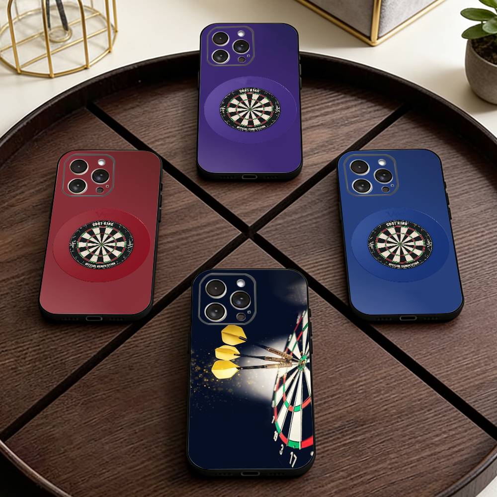 D-Darts Phone Case For iPhone 17,16,15,14,13,12,11 Plus,Pro Max,XS,Soft Silicone Black Cover