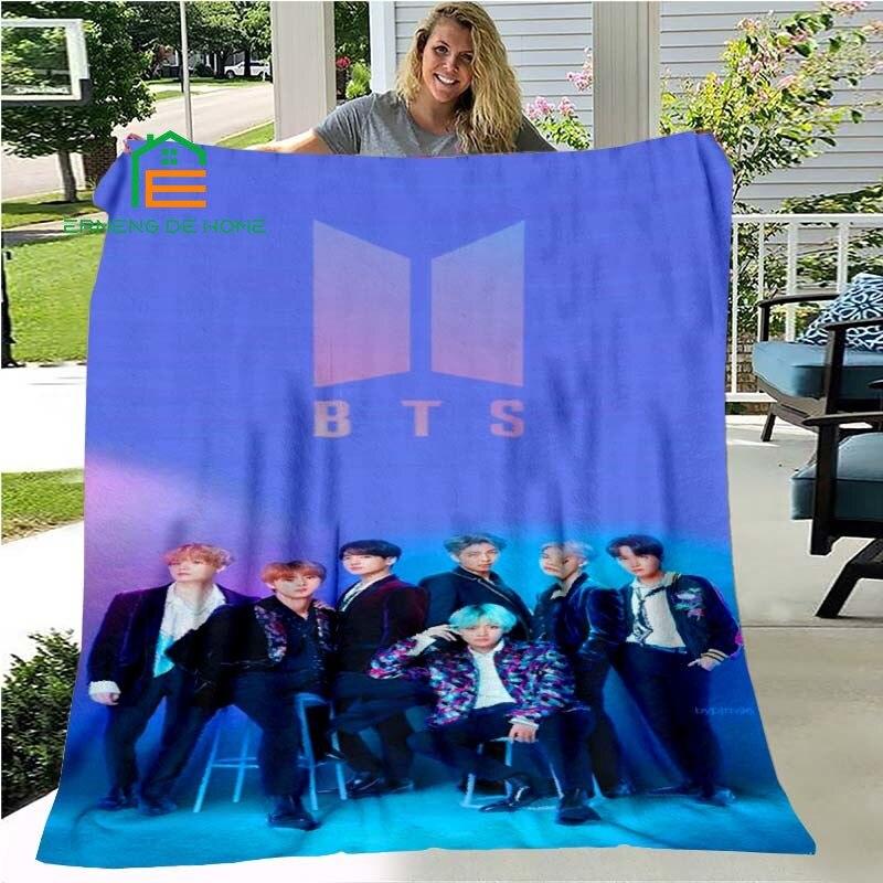 K-pop Bangtan Звезда Фланелевый Плед Теплое Одеяло для Дома, Пикника, Путешествий, Самолета, Офиса и Для Взрослых, Детей 5 Размеров