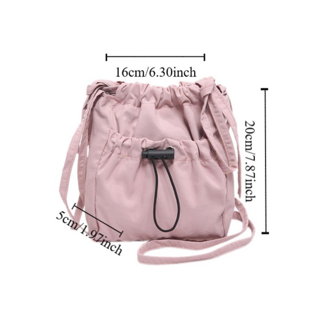 Korean Style Drawstring Canvas Bag Purse Mobile Phone Bag Casual Nylon Shoulder Bag Outdoor