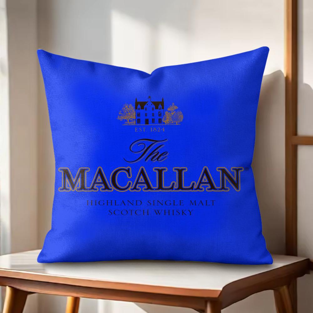 MMacallanNS wWhiskey logo Cushion Cover Natural Linen Organic Fabric DoubleSided Printing Couch Pillow Covers Home Decor