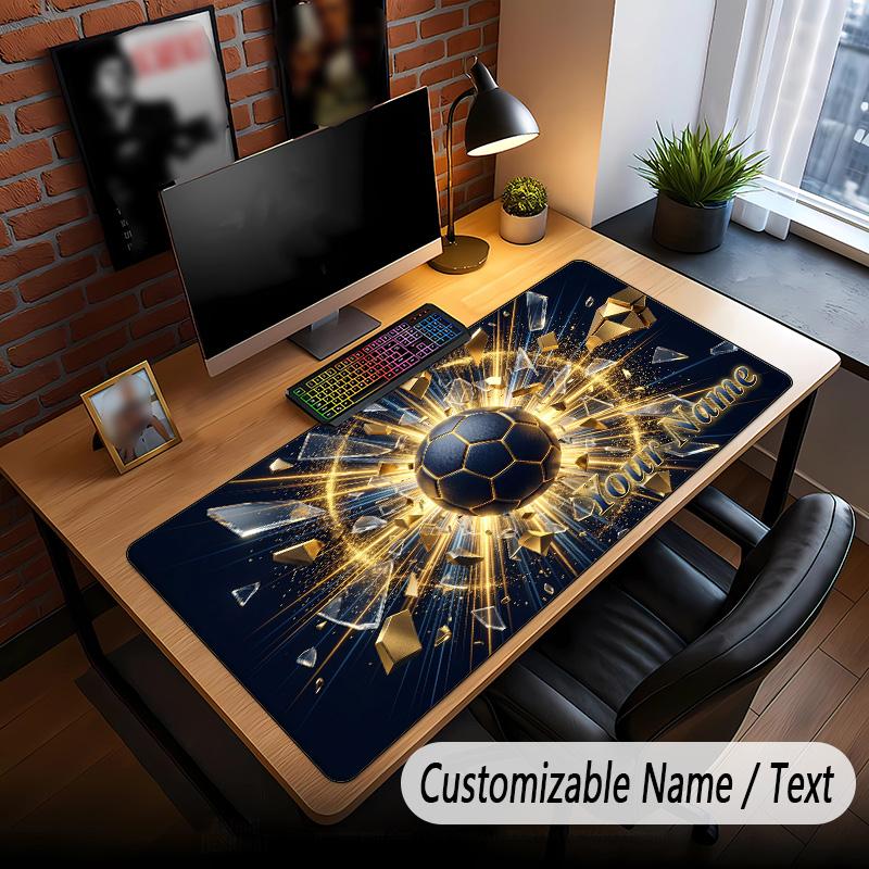 Soccer Theme Custom Mouse Pad Personalized With Name Text Customized Desk Mat For Office Home Decor