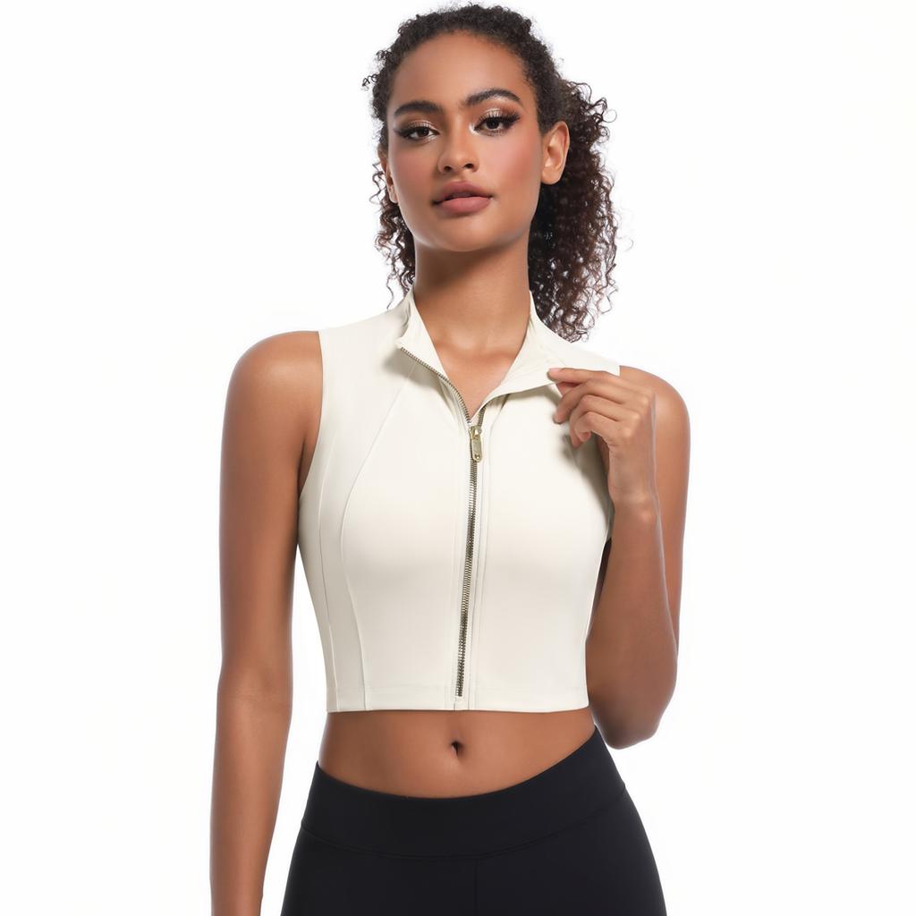 Nessaj Безрукавный спортивный жилет для йоги на молнии, женский фитнес-бюстгальтер, однотонный топ для бега и тренировок