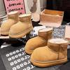 Европейская станция 2025 Зима Новые Капибара Матовая кожа Утепленные Снежные Хлопковые Ботинки Обувь-хлеб Маленькая Женская Обувь