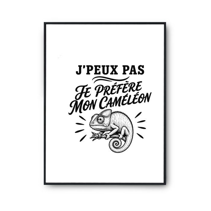 Poster J’peux pas je préfère mon Caméléon J'peux pas minimaliste | Affiche Papier Photo 310 g Finition Perlée Format Taille A3