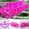 20 Pcs Safe Plastic Bright Color Pink Hangers for Doll Dress Clothes Accessories