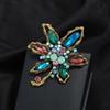 Retro Brooch Female Flower Brooch Rhinestone Snowflake One Word Pin Brooch Clothing Accessories