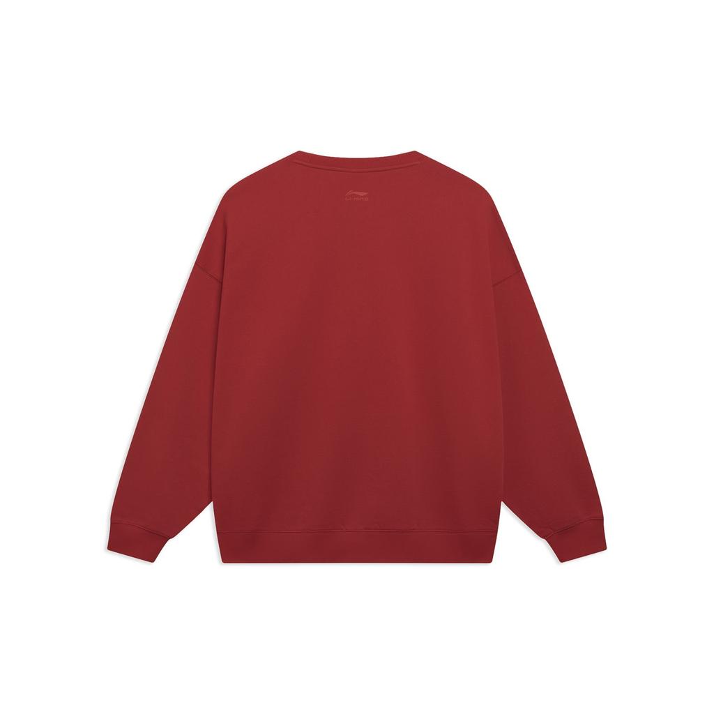 Li-Ning Cartoon Rabbit Pattern Casual Pullover Sweatshirt Unisex Tops Samba-Red AWDT527-4