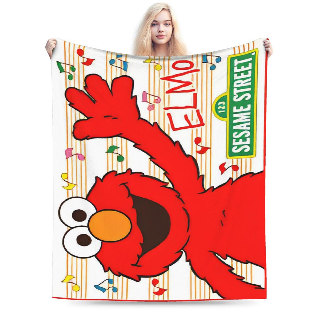 Sesame Street Cartoon Blanket Elmo Lovely Flannel Funny Breathable Throw Blankets for Bedding Lounge Textile Decor