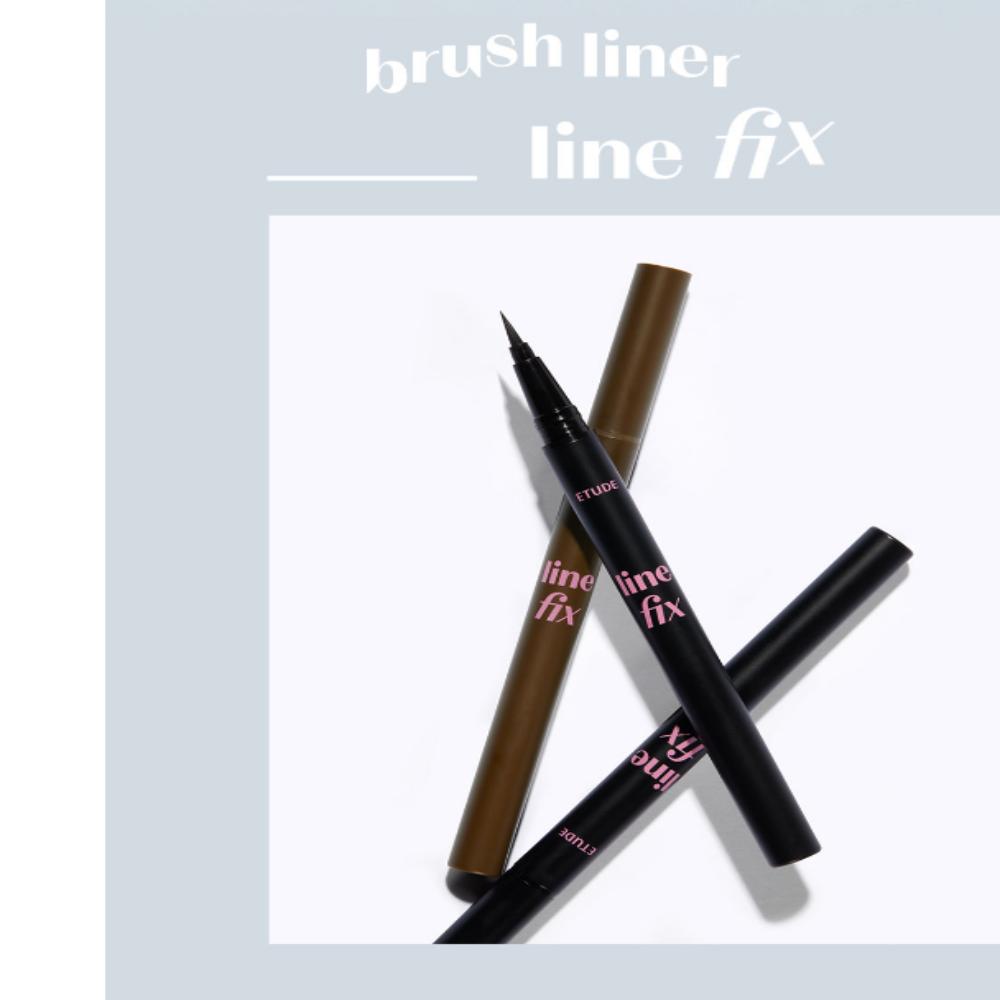 ETUDE NEW LINE FIX BRUSH LINER | Фиксированная подводка для глаз / черный или коричневый | Устойчивость к размазыванию / Водонепроницаемость / Маслостойкость / Универсальная кисть-лайнер