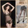 Sexy pajamas mesh see-through suspenders nightgown pure lace sweet bow set