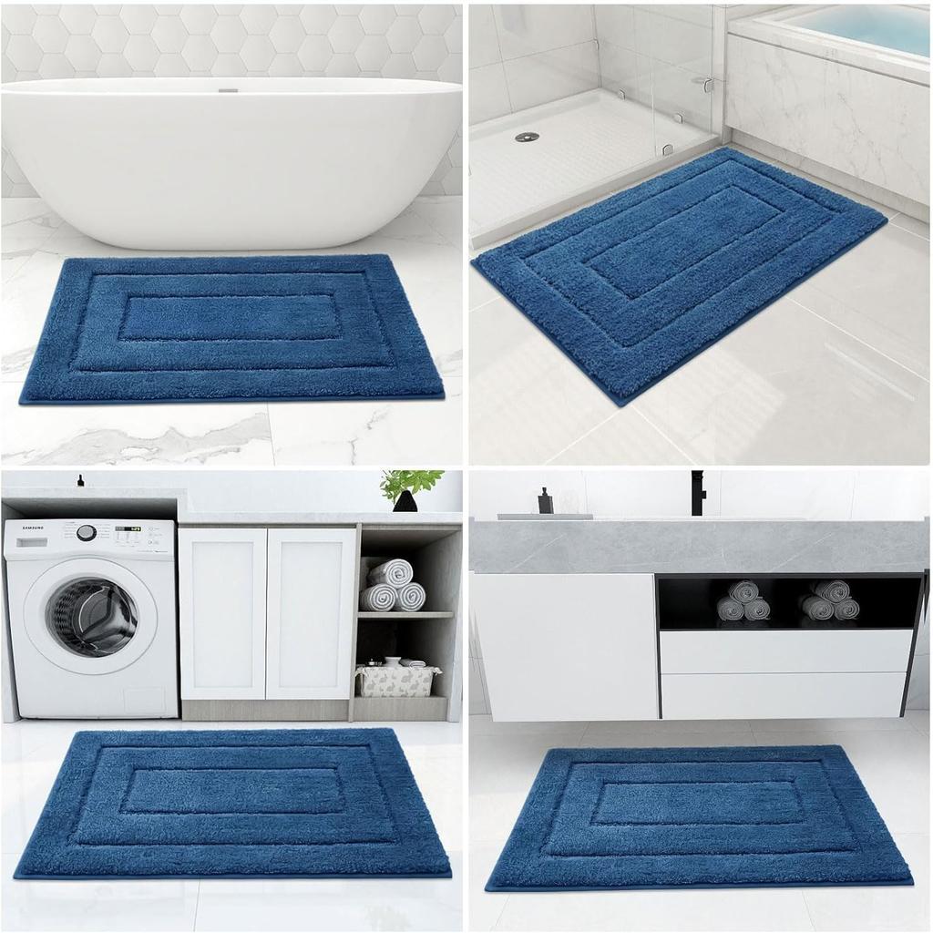 Kitinjoy Fur Bathroom Rugs Soft and Absorbent Microfiber Bath Rug Non-Slip Shaggy Shower Carpet Machine Wash Dry Bath Floor Mats