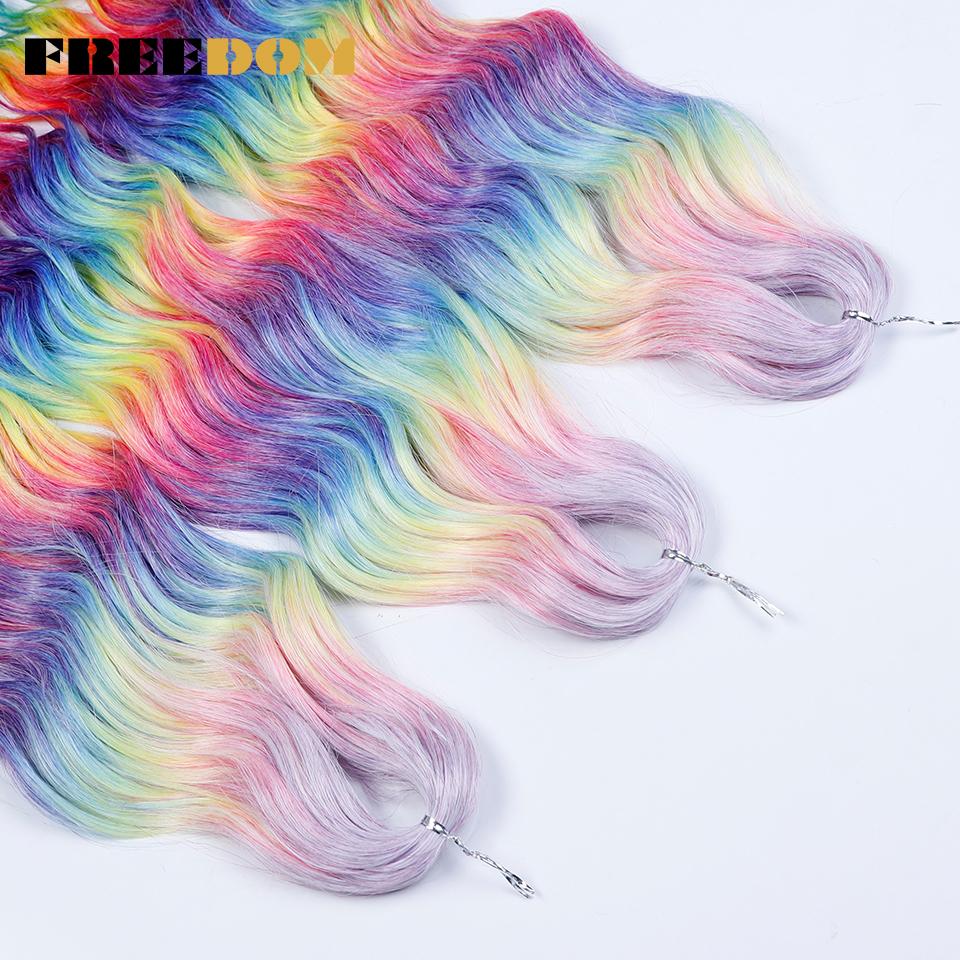 FREEDOM Synthetic Braiding Hair Extensions Natural Loose Deep Wavy 24inch Long Braid Hair Ombre Brown Rainbow Twist Crochet Hair