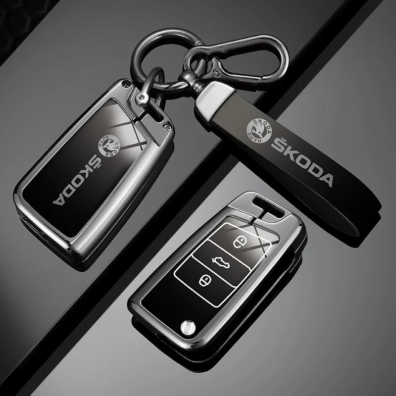Car Sticker For Skoda Octivia Superb Fabia 1 2 Octavia A7 RS Superb Rapid Yeti Karoq Vision Zinc Alloy Car Remote Key Fob Case C NL6