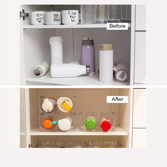 Органайзер для бутылок с водой для кладовой, штабелируемый держатель для стаканов для кухонных шкафов, прозрачный