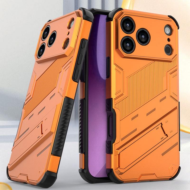 Ударопрочный Чехол-Подставка Броня Для iPhone 17 Pro Max Чехол iPhone 16 15 14 13 Pro Max Гибридный TPU+PC Скрытый Держатель для Телефона Чехол