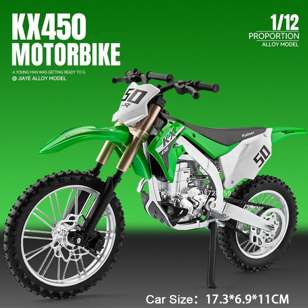 1:12 Мотоциклов Kawasaki Z1000 KX450 Игрушки Сплав Литье под давлением Звук Свет Амортизация Рулевое управление передним колесом для подарков детям
